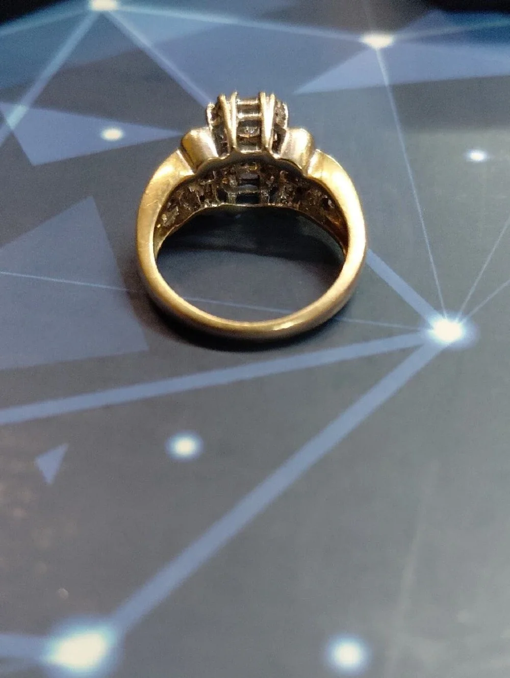 14k Gold Cluster Real Diamond Ring - Sparkling 14k Gold Sz 5 1/2